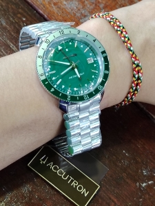 Bulova Astronaut 26B205 Green Dial Stainless Steel Bracelet Men Watch