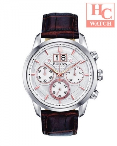 BULOVA 96B309 Sutton Chronograph Quartz Men's Watch Leather Strap