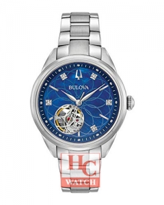 BULOVA 96P191 Classic Blue Mother of Pearl Diamond Dial Stainless Steel Women's Watch