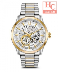 NEW Bulova 98A214 Men's Automatic Two Tone Stainless Steel Skeleton Dial 43mm Watch
