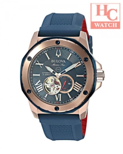BULOVA Marine Star 98A227 Automatic Blue Dial Men's Rubber Watch