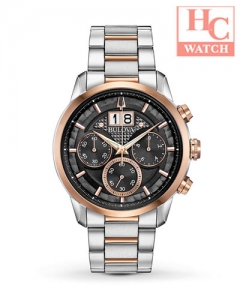 Bulova Sutton 98B335 Chronograph Grey Dial Men's Two Tone Bracelet Watch