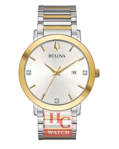 New Bulova 98D151 Men's Modern Diamond Dial Two Tone Gold Silver Watch Men's Modern Diamond Dial Two Tone Gold Silver Watch