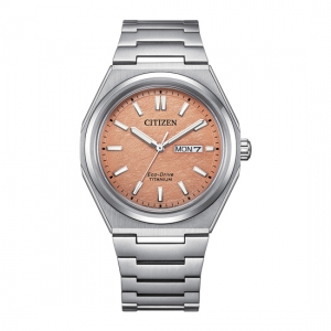 Citizen AW0130-85Z Super Titanium Eco-Drive Orange Dial 39mm 10ATM Men Watch