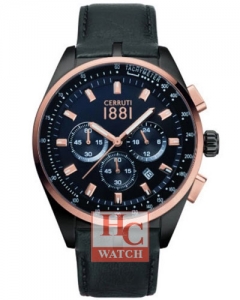 New Cerruti 1881 CRA150SBR02BK Veliero II Chronograph Black Dial Gent's Watch