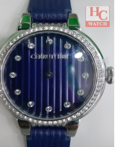 NEW CERRUTI 1881 CRM28207 BLUE LEATHER STRAP ANALOG LADIES WATCH
