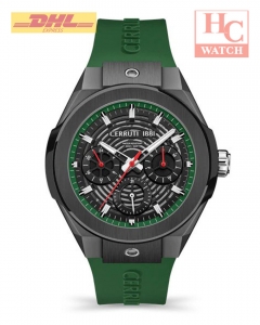 CERRUTI 1881 RUSCELLO MEN GREEN SILICONE STRAP CHRONOGRAPH CTCIWGQ2116904 WATCH