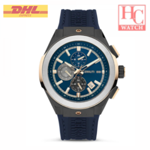 NEW CERRUTI 1881 CTCIWGQ2224003 RAZZUOLO DARK BLUE SILICONE STRAP MEN WATCH