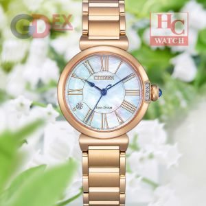 NEW CITIZEN L EM1063-89D MOTHER OF PEARL ECO DRIVE ROSE GOLD LADIES WATCH