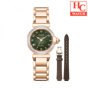 Citizen L EM1123-62X Mae Green Dial Rosé Gold 26 mm Ladies Watch Interchangeable Strap Set