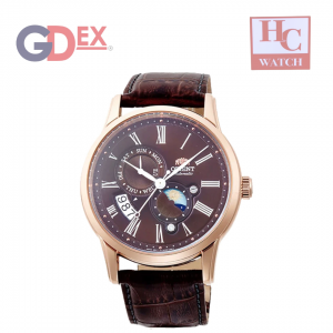 New Orient RA-AK0009T Moon Phase Brown Dial Automatic Leather Strap Gent's Watch