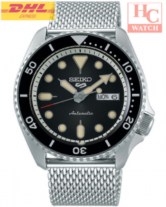 Seiko 5 Sports SRPD73K1 Automatic Black Dial Silver Mesh Strap