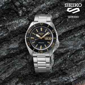 Seiko 5 Sports SKX Series SRPK99K1 Blacktone Redux Automatic Black Dial Stainless Steel Watch