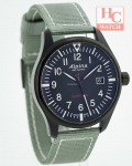 Alpina AL-240B4FBS6 Startimer Pilot Black Dial Men's Green Nylon Strap Watch