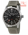 Alpina AL-247B4S6 Startimer Pilot GMT Black Dial Green Canvas Men's Watch