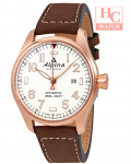 ALPINA AL-525S4S4 Startimer Pilot White Dial Rose Gold Case Automatic Men's Brown Leather Watch