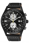 Citizen CA7027-08E Chandler Chronograph Eco Drive Black Dial Black Leather Strap Men Watch