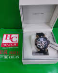 NEW NEW CERUTTI 1881 CHRONOGRAPH BLACK SILICONE STRAP CRA29608 ANALOG MEN'S WATC