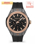 CERRUTI 1881 RUSCELLO MEN BLACK ROSEGOLD SILICONE STRAP CHRONOGRAPH CTCIWGQ2116908 WATCH